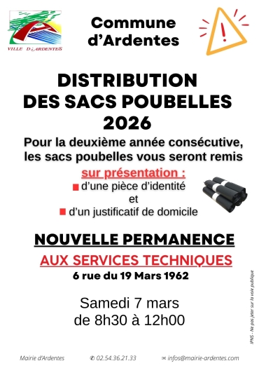 Distribution sacs poubelles